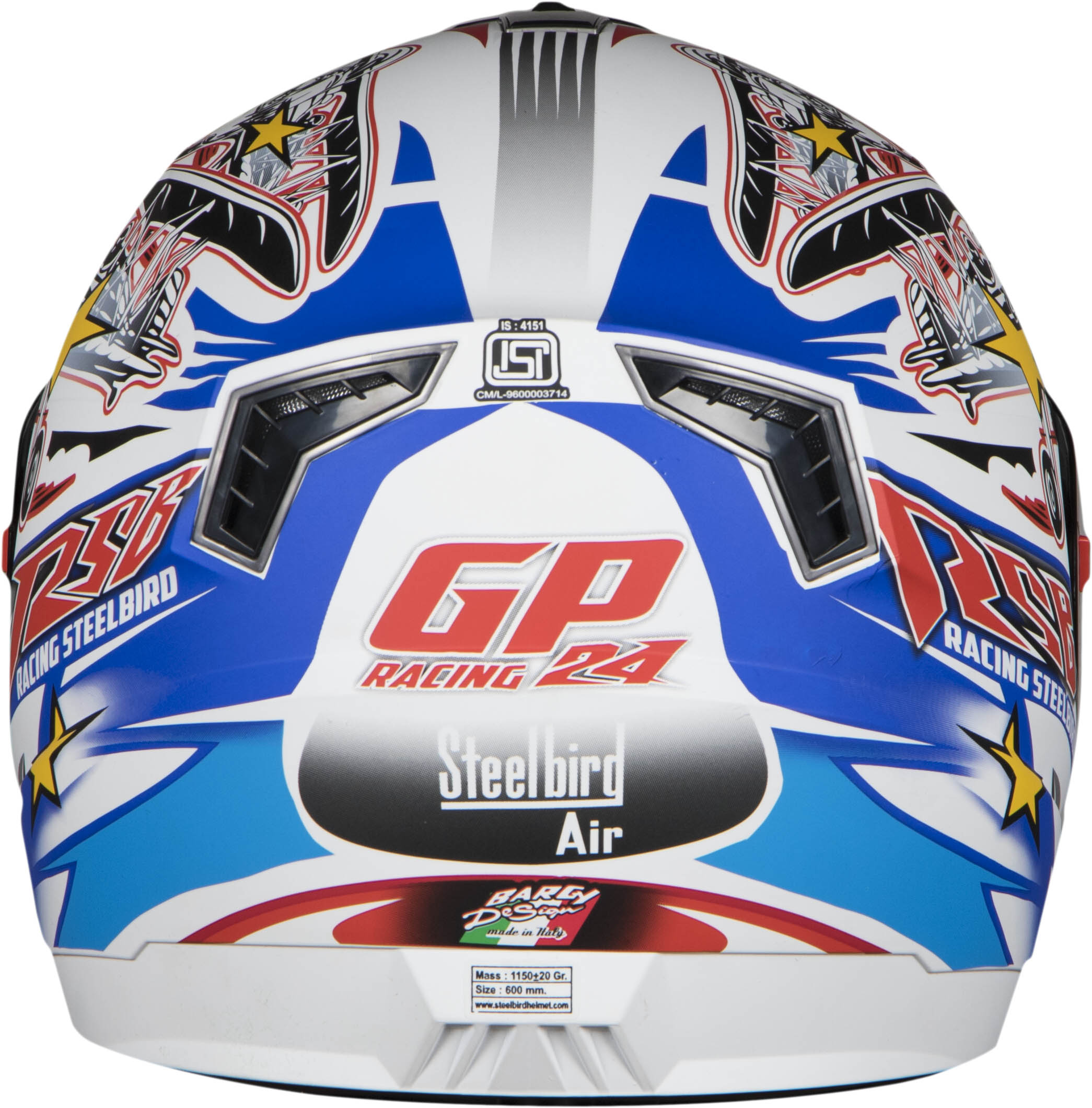 SBA-1 Hovering Glossy White With Red ( Fitted With Clear Visor  Extra Blue Chrome Visor Free)